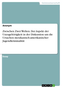 Zwischen Zwei Welten. Der Aspekt der Unzugehörigkeit in der Diskussion um die Ursachen mexikanisch-amerikanischer Jugendkriminalität