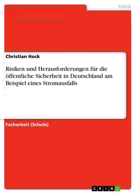 Risiken und Herausforderungen für die öffentliche Sicherheit in Deutschland  am Beispiel eines Stromausfalls