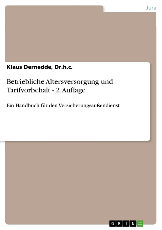 Betriebliche Altersversorgung und Tarifvorbehalt - 2. Auflage