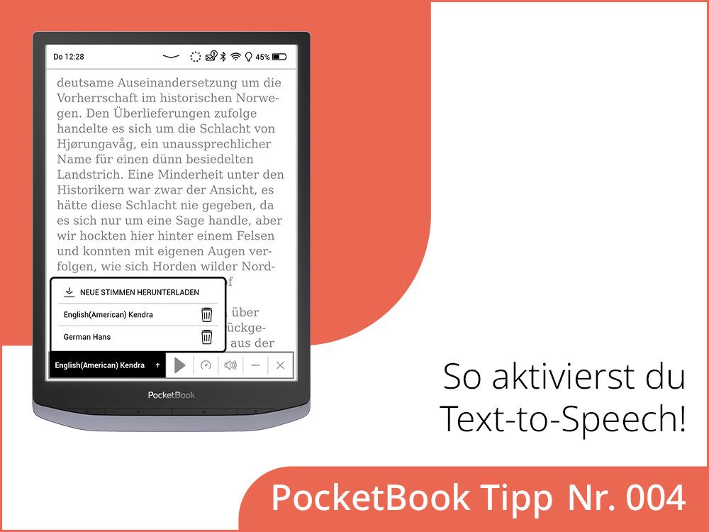 Wie kannst du die Text-to-Speech-Funktion in deinem E-Reader aktivieren?