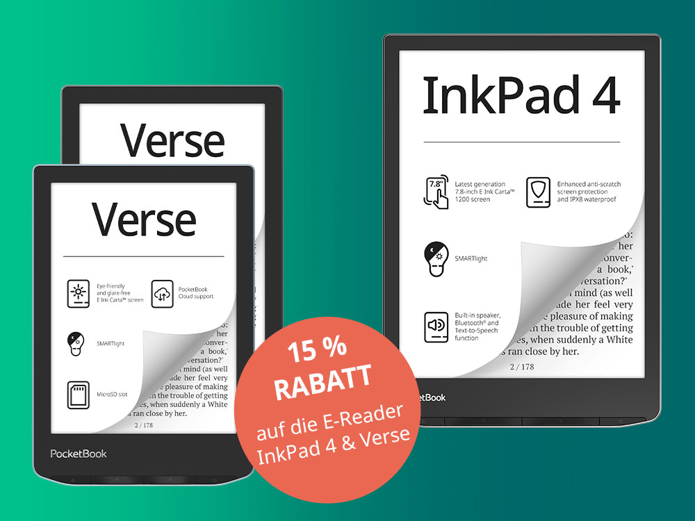 Lesefreude für unterwegs: 15 % Rabatt auf die E-Reader Verse und InkPad 4