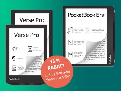 Genieße den Sommer mit (d)einem E-Reader: 15 % Rabatt auf PocketBook Verse Pro und PocketBook Era